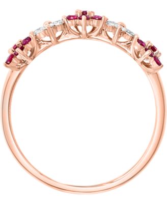 Ruby (3/8 ct. t.w.) & Diamond (1/6 ct. t.w.) Flower Band in 14k Rose Gold