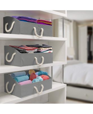 3 Pack Trapezoid Storage Box - Fabric Storage Baskets, Foldable Closet Organizer