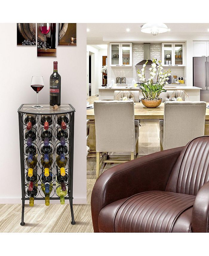 Sorbus Wine Rack Stand Glass Table Top Macy's