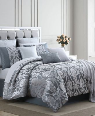 Hallmart Collectibles Dorine Gray 14 PC Comforter Set, Created For Macy's