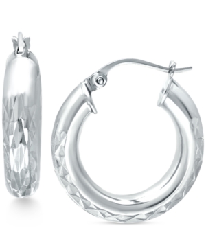 image of Giani Bernini Small Patterned Hoop Earrings in Sterling Silver, 30mm, Created for Macy-s