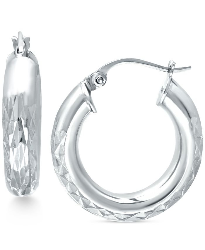 Giani Bernini - Small Patterned Hoop Earrings in Sterling Silver, 30mm