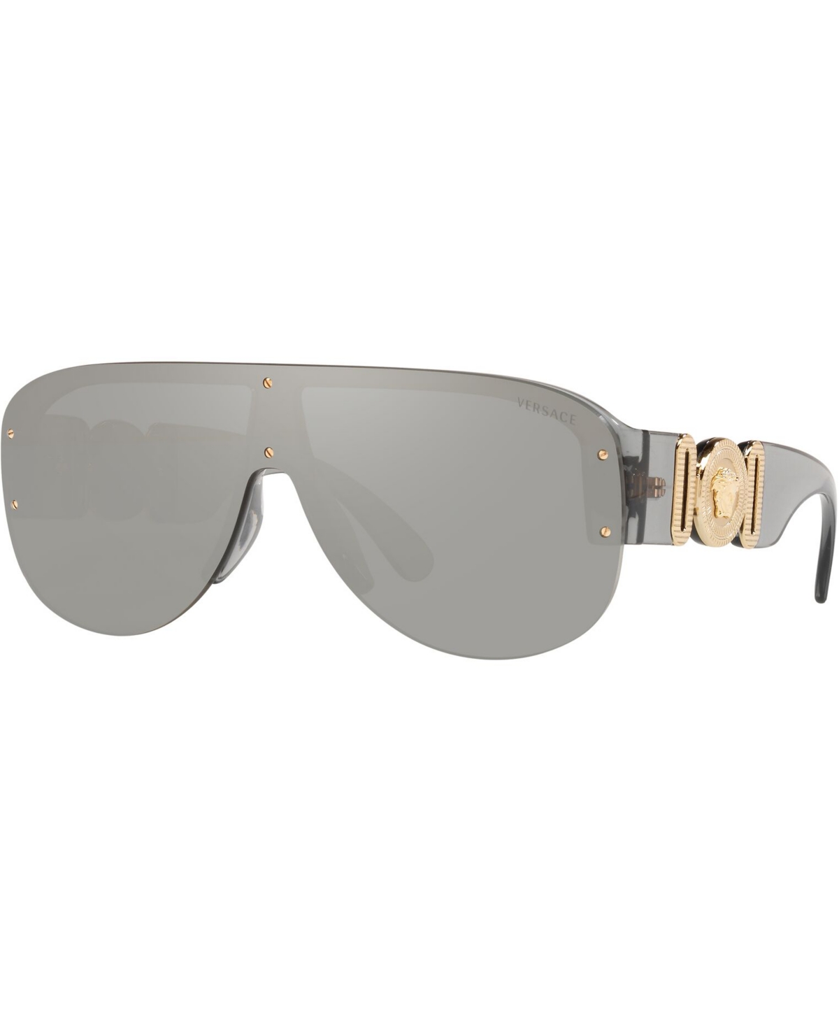 Shop Versace Sunglasses, Ve4391 In Transparent Grey,light Grey Mirror Silve