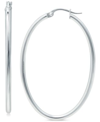 Giani Bernini - Medium Skinny Oval Hoop Earrings in 18K Gold-Plated Sterling Silver, or or Sterling Silver, 1-5/8"