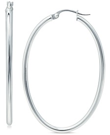 Medium Oval Skinny Hoop Earrings in 18K Gold-Plated Sterling Silver, or Sterling Silver, 1-5/8", Created for Macy's