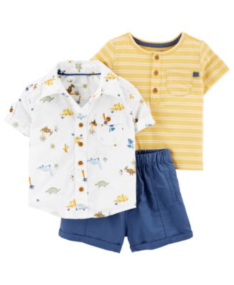 Carter's - Baby Boys 3-Pc. T-Shirt, Dinosaur Shirt & Shorts Set