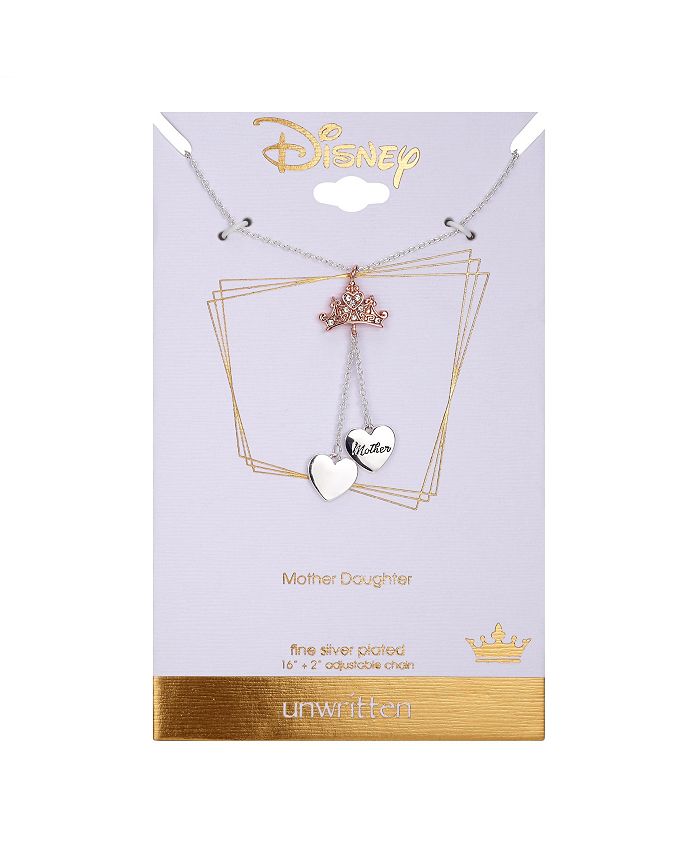 Disney Silver Plated Clear Crystal Mother Daughter Tiara YNecklace