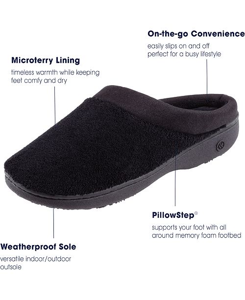 Isotoner Signature Microterry Pillowstep Slippers with Satin Trim ...