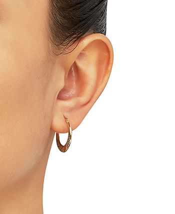 Macy's - Two-Tone Swirl Hoop Earrings in 14k Gold & White Rhodium-Plate