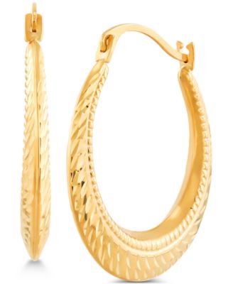 Macy's - Textured Oval Hoop Earrings in 14k Gold