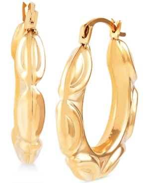 image of Small Arched Pattern Hoop Earrings in 14k Gold