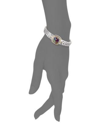 EFFY&reg; Multistone Square Bangle (1-5/8 ct. t.w.) in Sterling Silver and 18k Gold