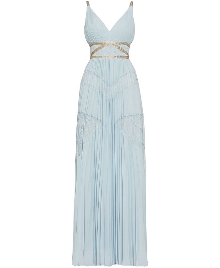 Bcbg pleated lace inset gown clearance
