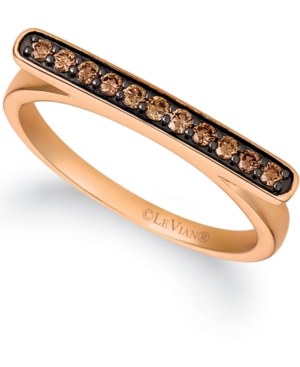 image of Le Vian Chocolatier Chocolate Diamond Bar Statement Ring (1/5 ct. t.w.) in 14k Rose Gold