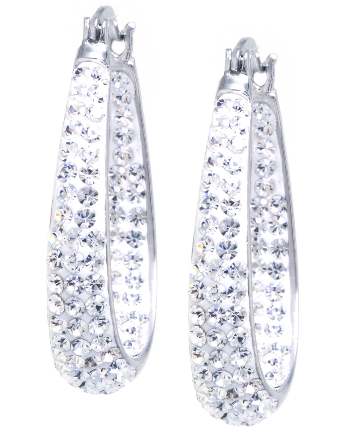 Giani Bernini Crystal Pave In & Out Oval Hoop Earrings in Sterling Silver, Created for Macy's