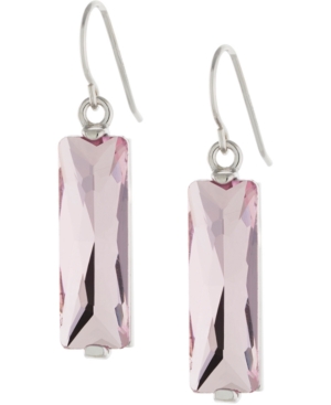Giani Bernini Crystal Rectangle Drop Earrings In Sterling Silver, Created For Macy's In Pink