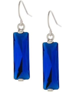 Giani Bernini Crystal Rectangle Drop Earrings In Sterling Silver, Created For Macy's In Blue