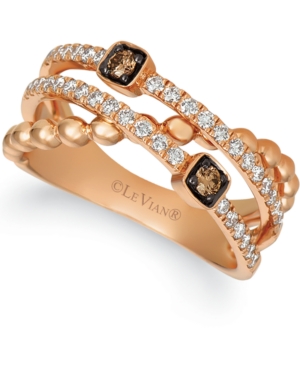 image of Le Vian Chocolatier Chocolate Diamonds (1/10 ct. t.w.) & Vanilla Diamonds (3/8 ct. t.w.) Open Work Ring in 14k Rose Gold