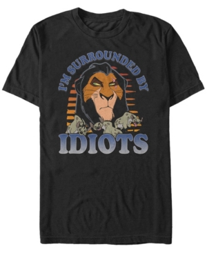 Fifth Sun Men's Disney The Lion King Scar Surrounded by Idiots Sunset Poster Short Sleeve T-shirt