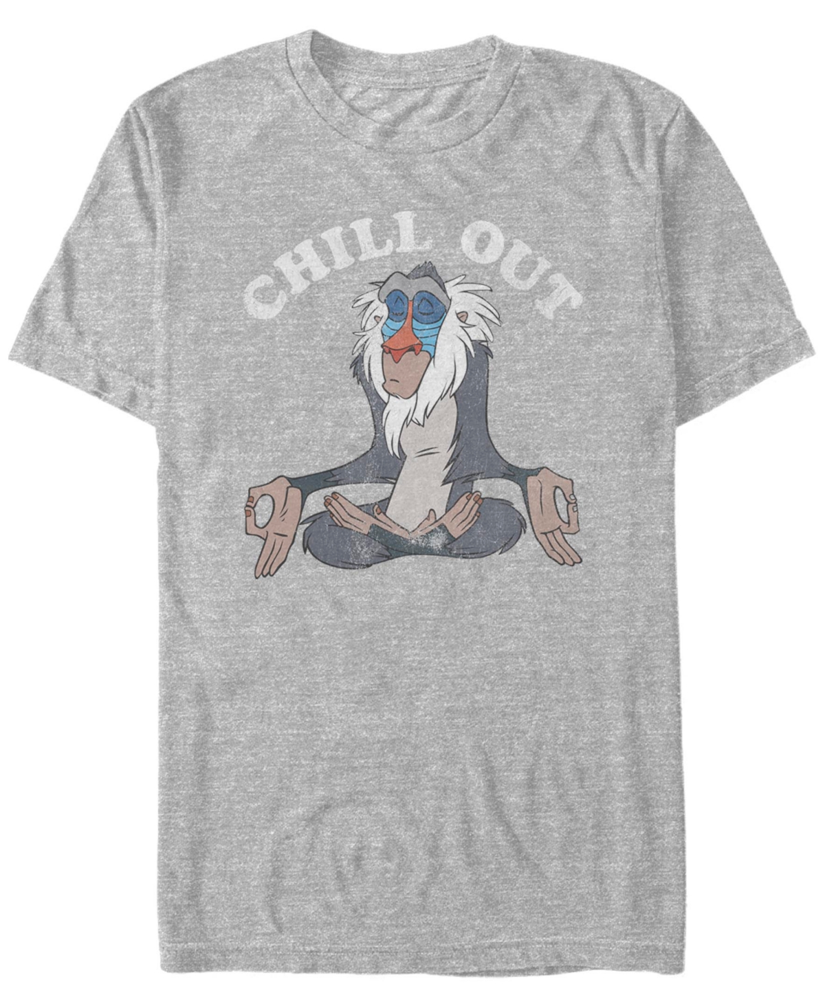 Men's Disney Lion King Rafiki Chill Out Meditation Short Sleeve T-shirt - Heather Gray