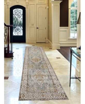 Eternal ETE-3 Aqua/Ivory 2'7" x 7'6" Runner Rug
