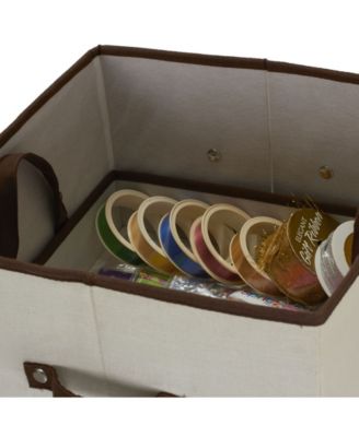 Tall Wrapping Paper Organizer Storage Box with Lift-Out Ribbon Tray