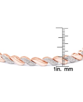 Diamond Accent San Marco Link Bolo Adjustable Bracelet in Silver Plate, Gold Plate or Rose Gold Plate