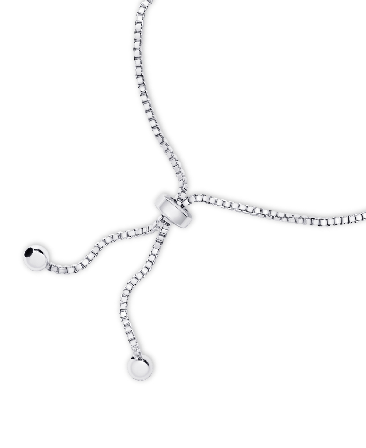 Diamond Accent Sand Dollar Bolo Adjustable Bracelet Plated Brass - Silver