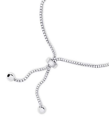 Macy's - Diamond Accent Stars Bolo Adjustable Bracelet in Silver-Plated Brass