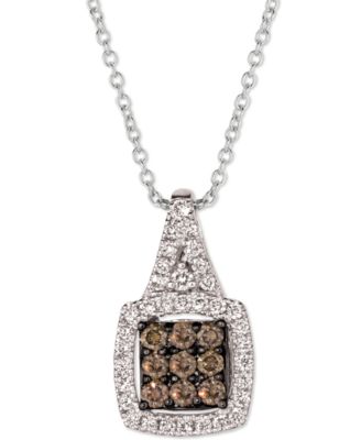 Le Vian - Chocolate Diamond (1/3 ct. t.w.) & Nude Diamond (1/3 ct t.w.) Square Cluster 18" Pendant Necklace in 14k White Gold