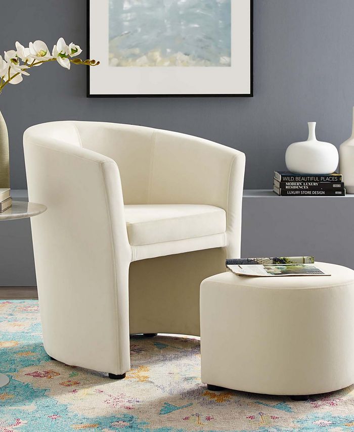 Modway Divulge Performance Velvet Arm Chair and Ottoman Set Macy's