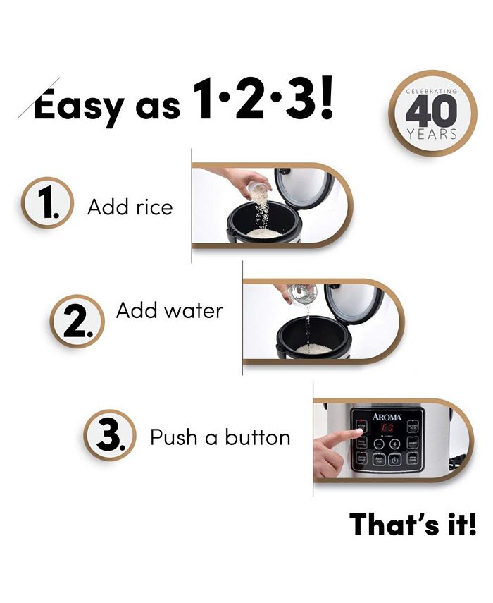 Aroma ARC150SB 20 Cup Cooked Digital CoolTouch Rice Cooker, Food Steamer and Slow Cooker Macy's