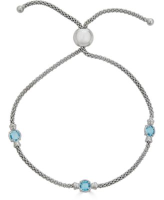 Lab Grown Onyx Popcorn Link Bolo Bracelet in 14k Gold-Plated Sterling Silver (Also available in lapis lazuli, swiss blue topaz, turquoise, amethyst & citrine.)