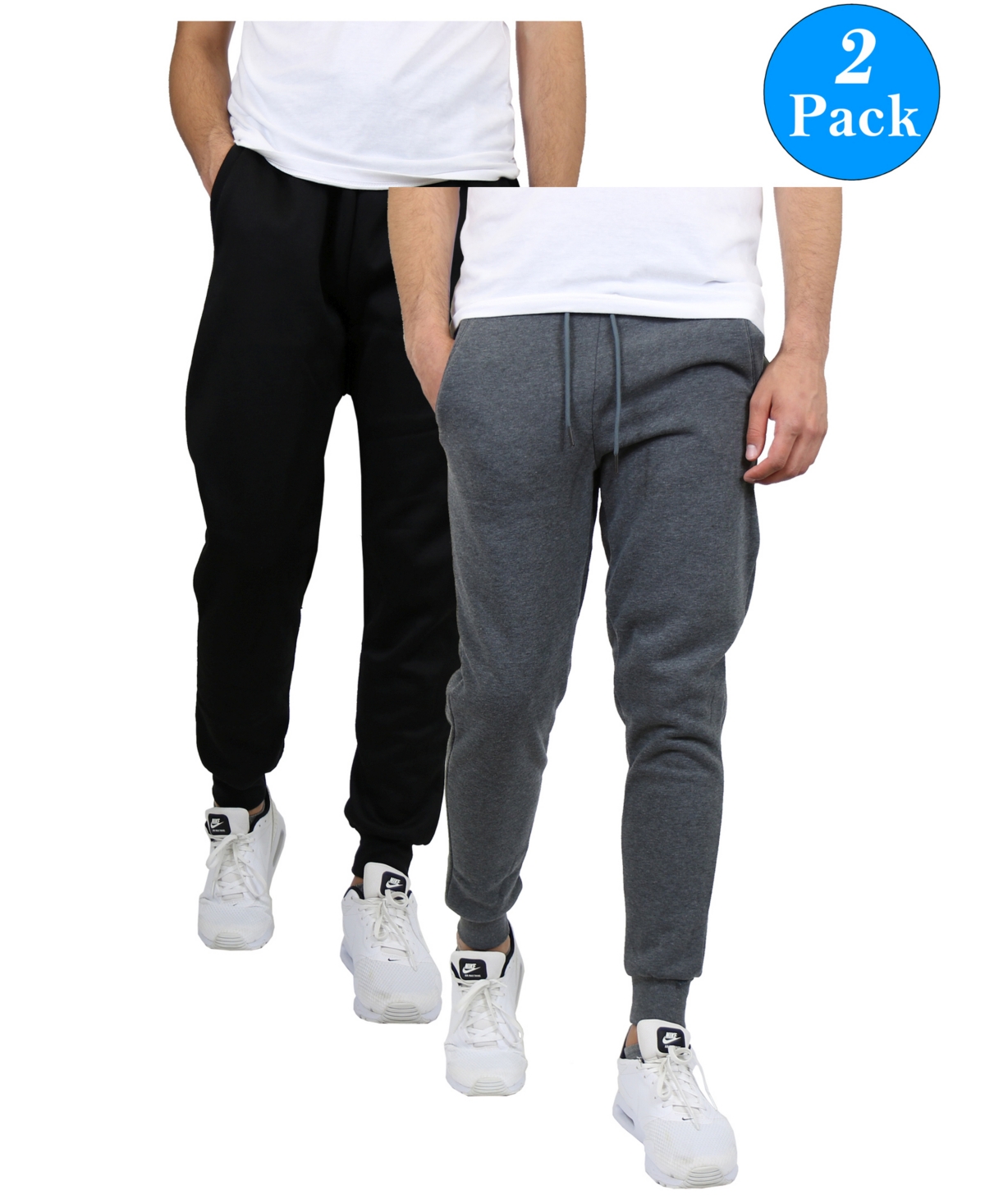 Men's 2-Packs Slim-Fit Fleece Jogger Sweatpants - Olive x 2