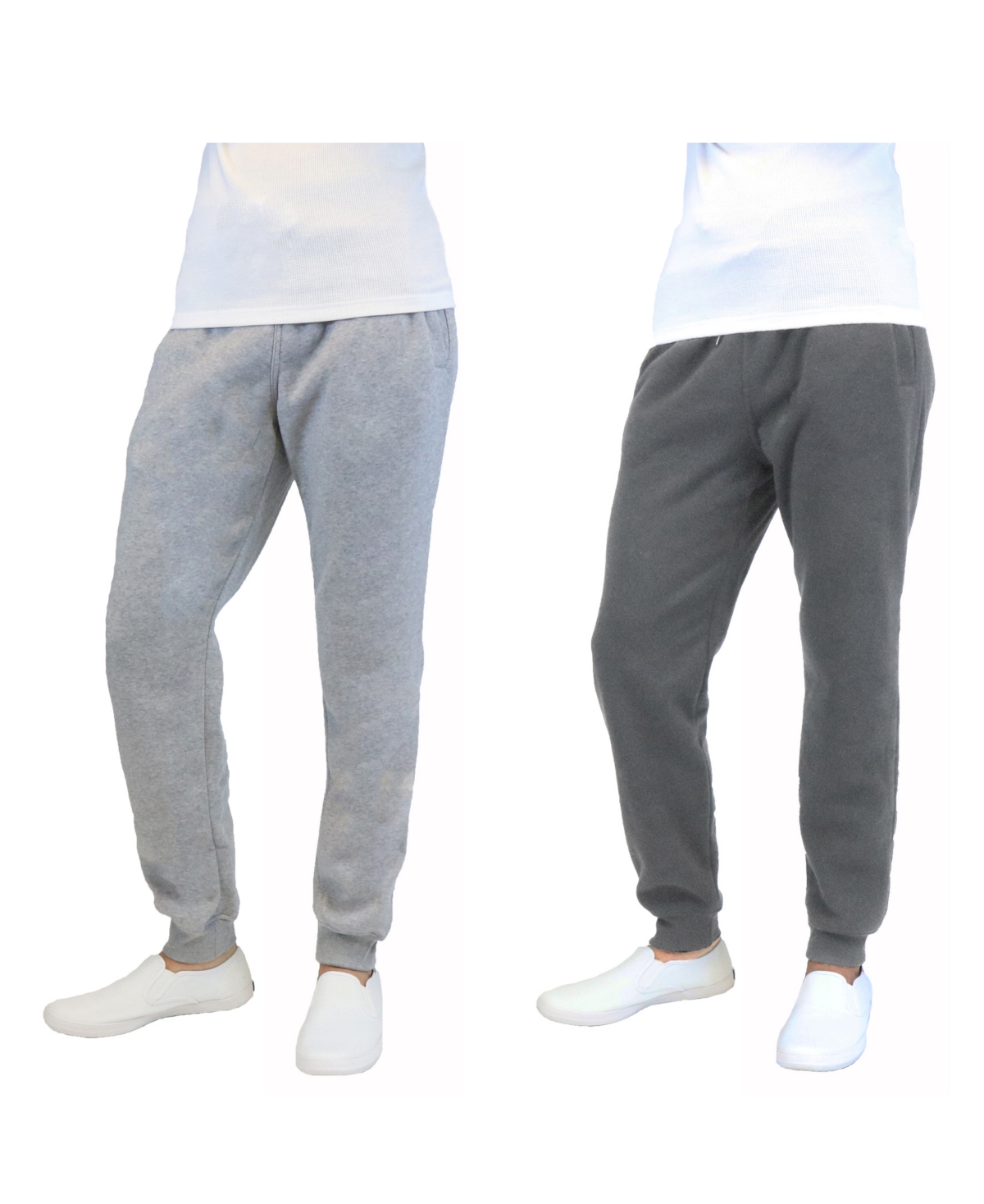 Shop Galaxy By Harvic Men's 2-packs Slim-fit Fleece Jogger Sweatpants In Gray,charcoal