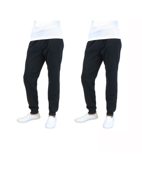 Мужские брюки Galaxy By Harvic 2-Packs Slim-Fit Fleece Jogger Sweatpants, цвет: Чёрный