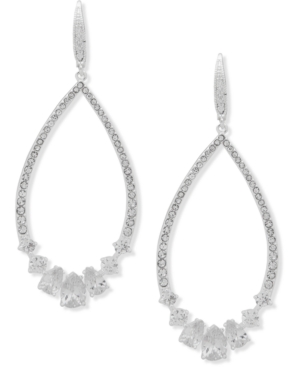 image of Anne Klein Silver-Tone Pave & Cubic Zirconia Statement Earrings