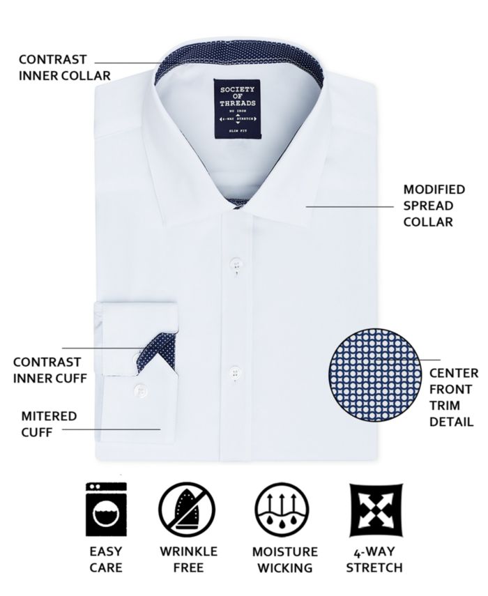 Society of Threads Men's Slim-Fit Performance  Stretch Solid Dress Shirt & Reviews - Dress Shirts - Men - Macy's