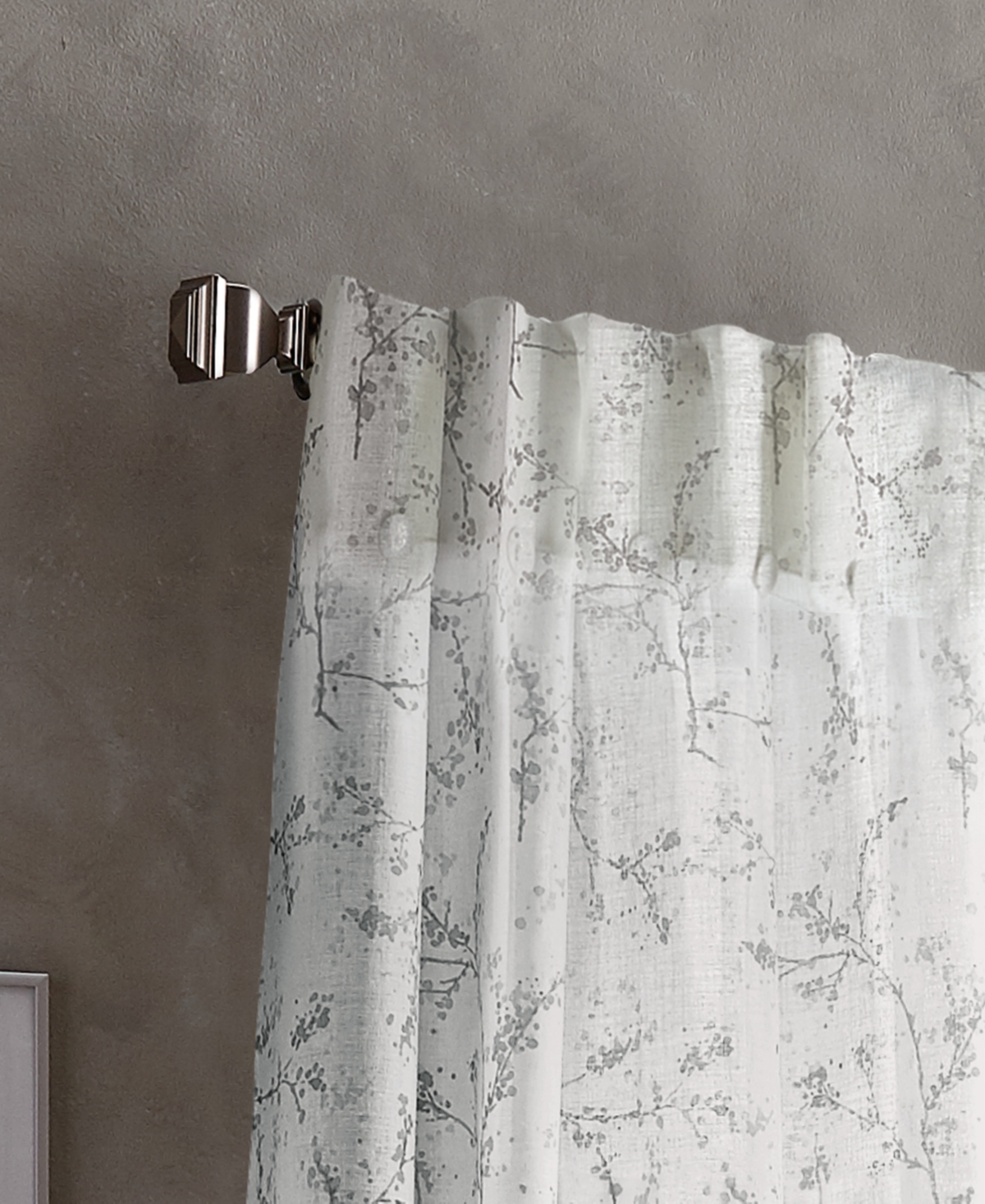 Promenade Floral 50" x 96" Sheer Poletop Curtain Set