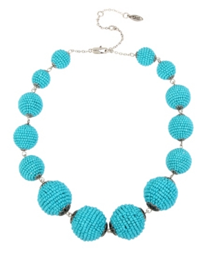 image of Miriam Haskell New York Woven Turquoise Beaded Ball Collar Necklace