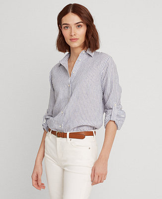 Lauren Ralph Lauren Striped Linen Shirt - Macy's