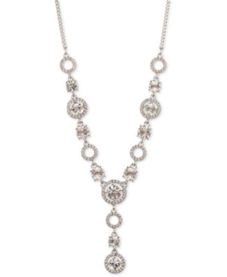 Givenchy - Silver-Tone Crystal Lariat Necklace, 16" + 3" extender