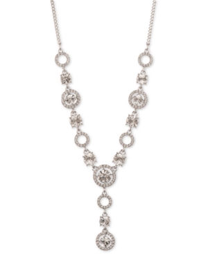 image of Givenchy Silver-Tone Crystal Lariat Necklace, 16