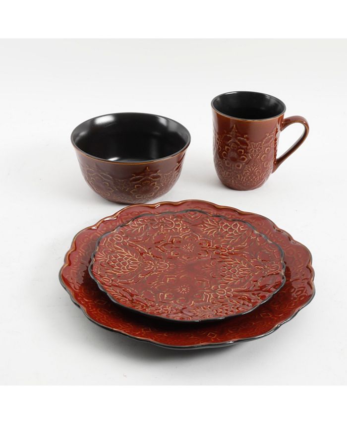 Gibson Portina 16piece Dinnerware Set Red, Service for 4 Macy's