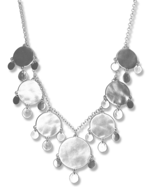 image of Lucky Brand Silver-Tone Disc Statement Necklace, 18