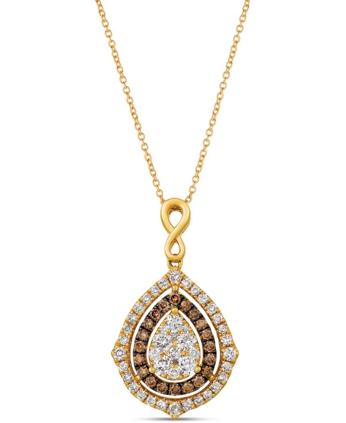 Nude Diamonds & Chocolate Diamonds Fancy 18" Pendant Necklace (1-5/8 ct. t.w.) in 14k Rose, Yellow or White Gold - Yellow Gold