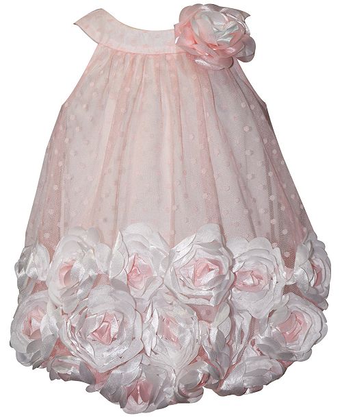 Blueberi Boulevard Baby Girls 3d Flower Chiffon Bubble Dress