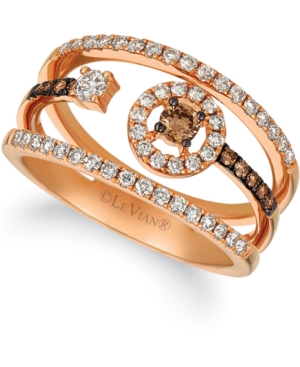 image of Le Vian Chocolate Diamond (3/8 ct. t.w.) & Vanilla Diamond (1/20 ct. t.w.) Statement Ring in 14k Rose Gold