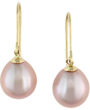 image of Effy Pink Cultured Freshwater Pearl (10mm) Drop Earrings in 14k Gold