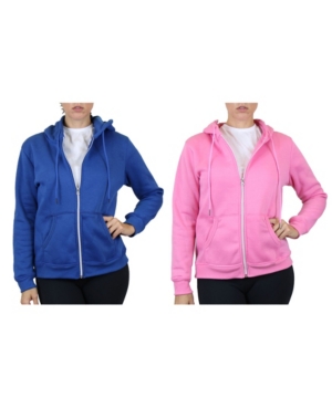Shop Galaxy By Harvic Women's Fleece Lined Zip Hoodie, Pack Of 2 In Medium Blue Pink